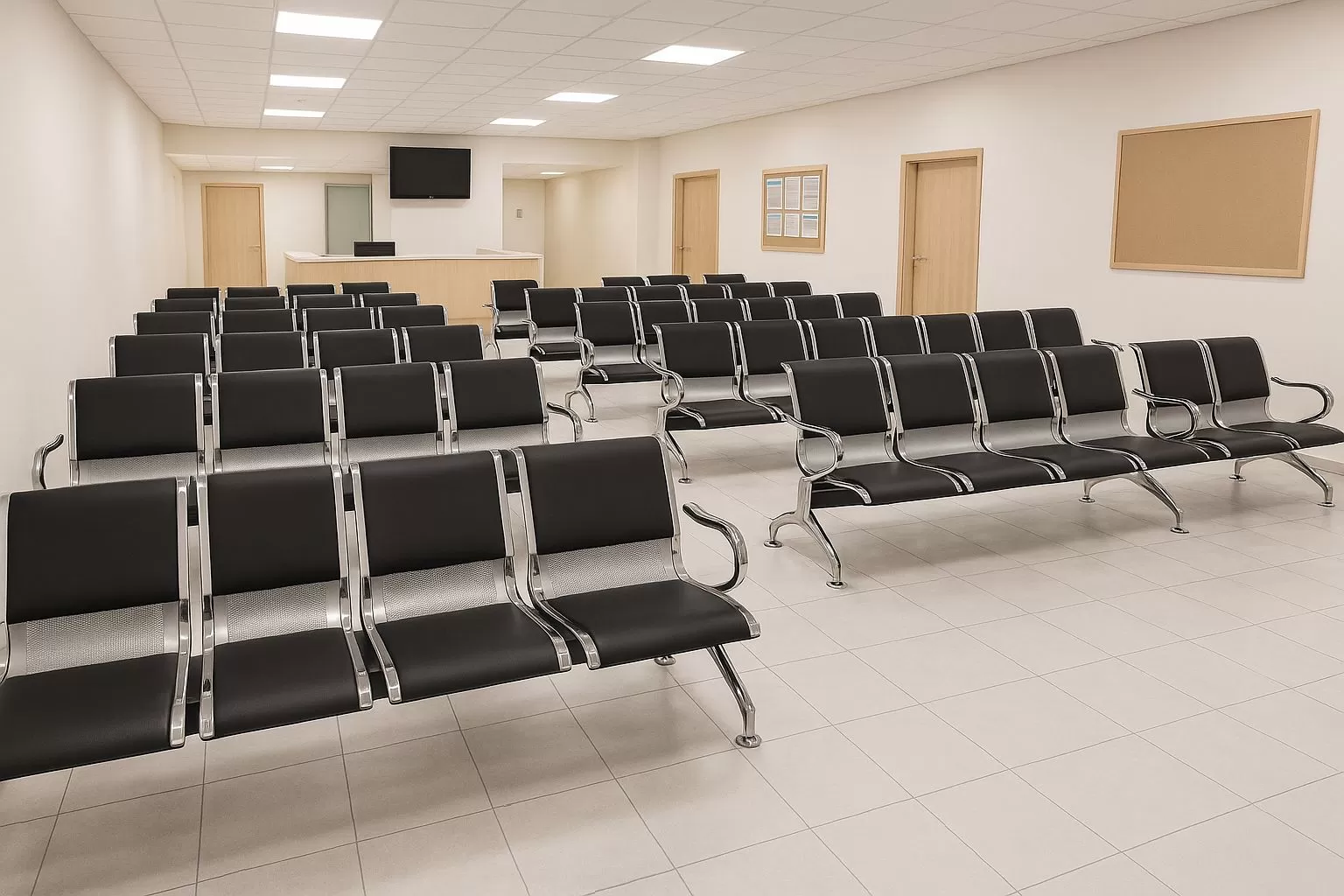 Longarina Aeroporto Charm 4 Lugares - Metálica Cromada | Estofada