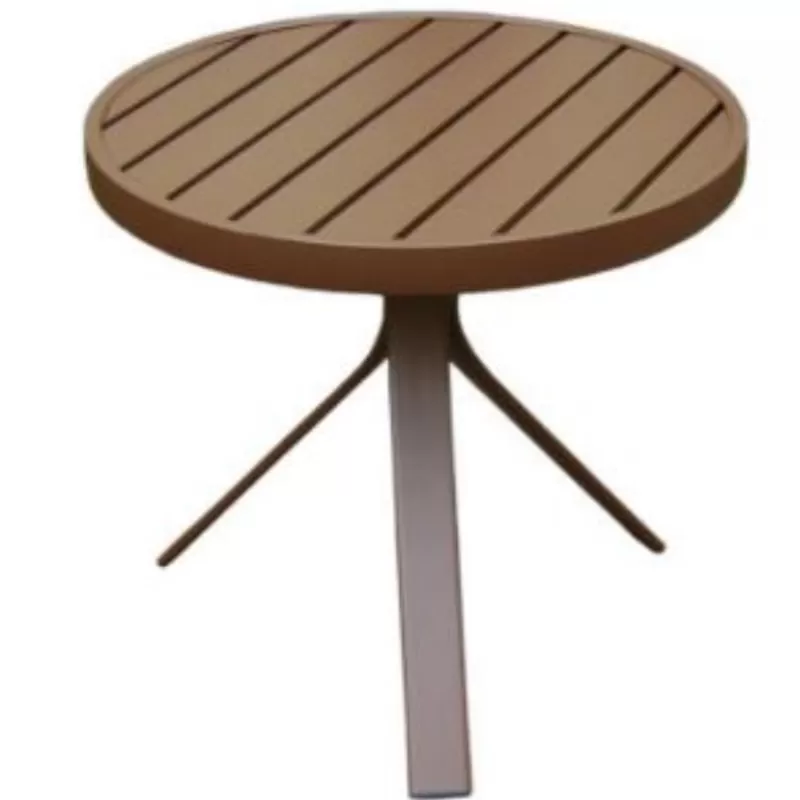 Mesa de Apoio/lateral Summer em Alumínio Marrom - com Tampo de Alumínio Ripado